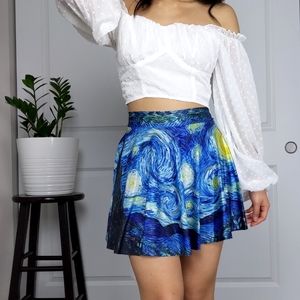 Van Gogh starry night painting skater skirt